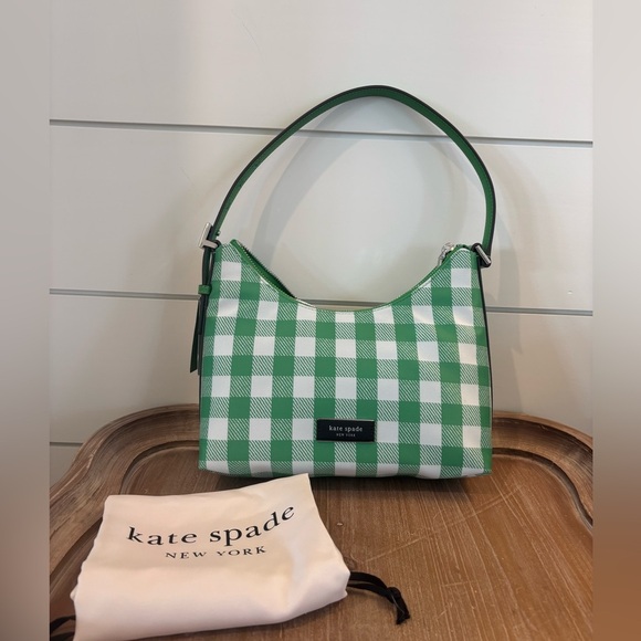 Kate Spade Sam Icon Gingham Printed Fabric Small Shoulder Bag NWT - Picture 13 of 14